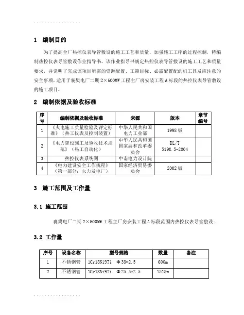 (整理)仪表导管敷设作业指导书