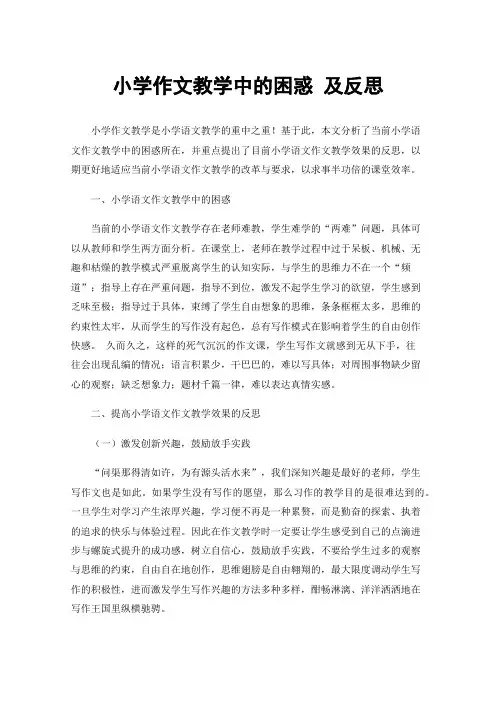 小学作文教学中的困惑及反思