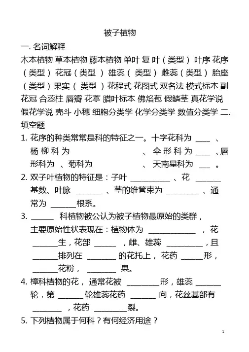 被子植物复习题