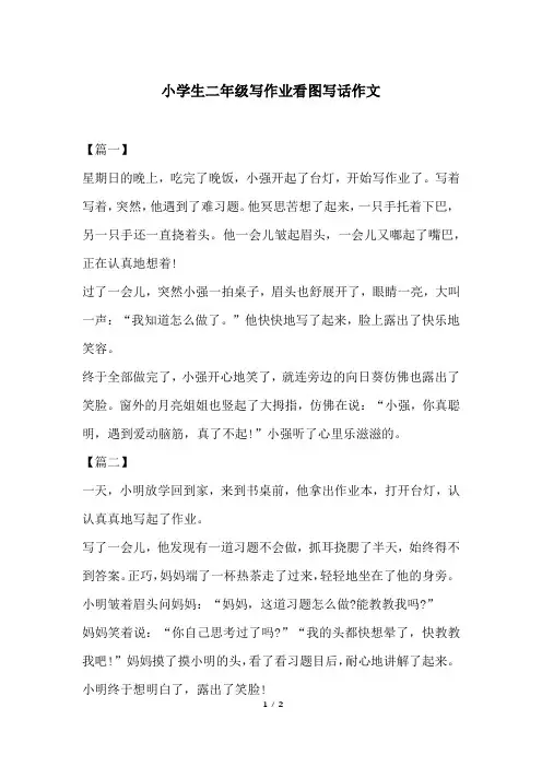 小学生二年级写作业看图写话作文