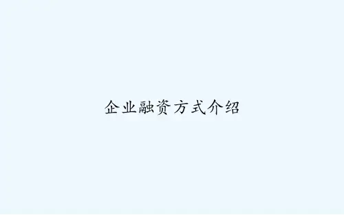 企业融资方式介绍 PPT