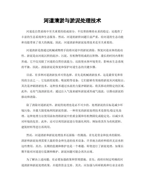 河道清淤与淤泥处理技术