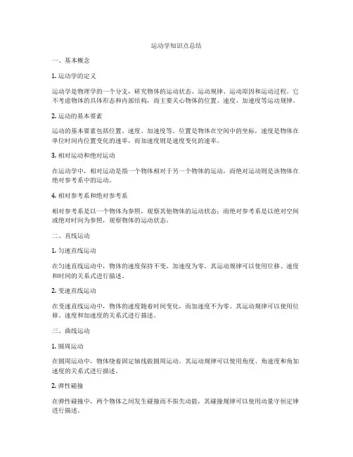 运动学知识点总结