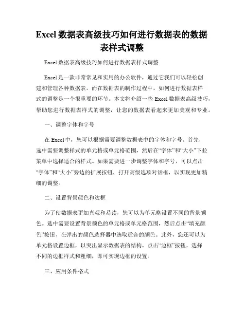 Excel数据表高级技巧如何进行数据表的数据表样式调整