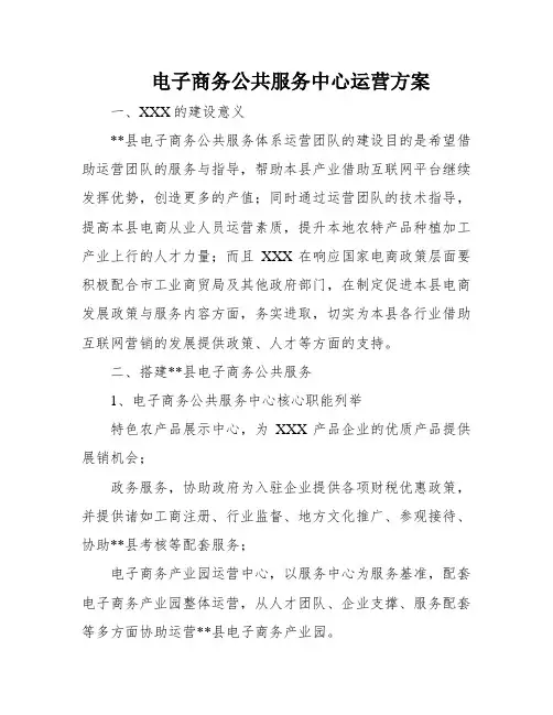 电子商务公共服务中心运营方案