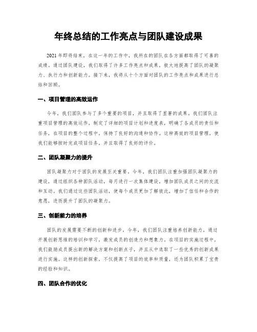 年终总结的工作亮点与团队建设成果