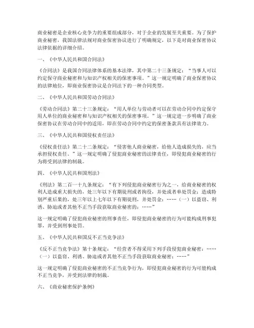 商业保密协议的法律依据