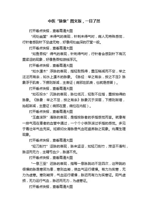 中医“脉象”图文版，一目了然