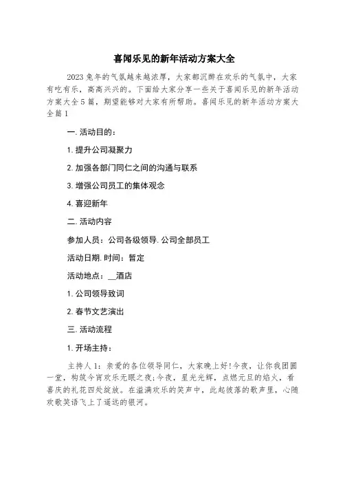 喜闻乐见的新年活动方案大全