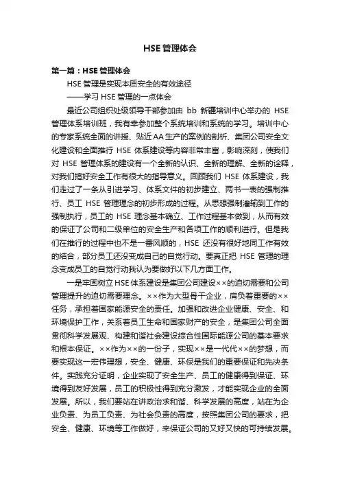 HSE管理体会