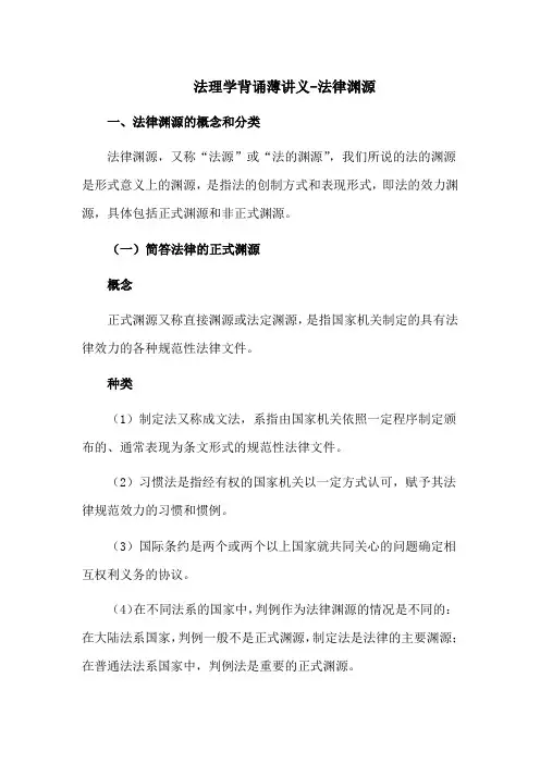 法理学背诵薄讲义-法律渊源