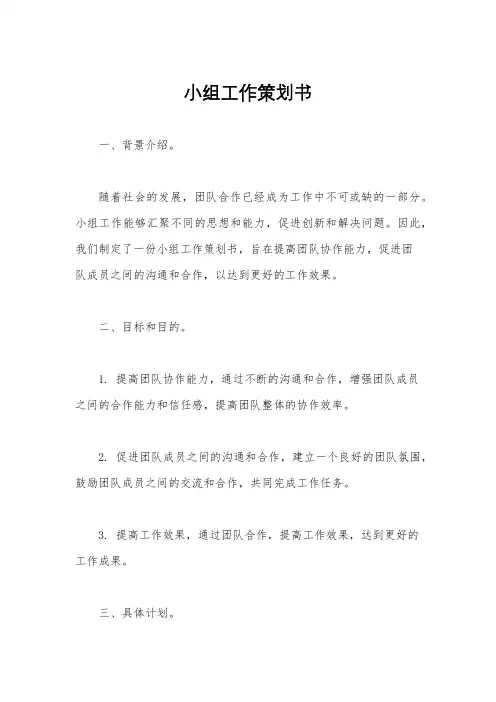 小组工作策划书