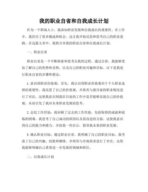 我的职业自省和自我成长计划