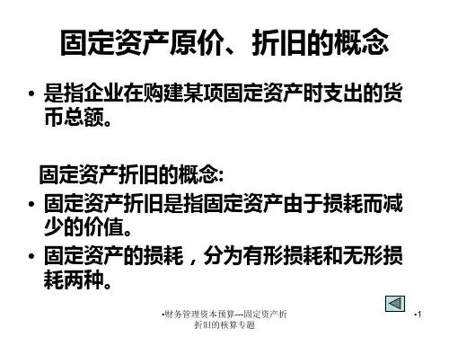 财务管理资本预算---固定资产折折旧的核算专题课件