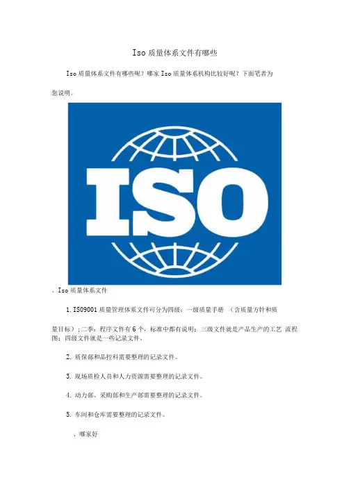 Iso质量体系文件有哪些