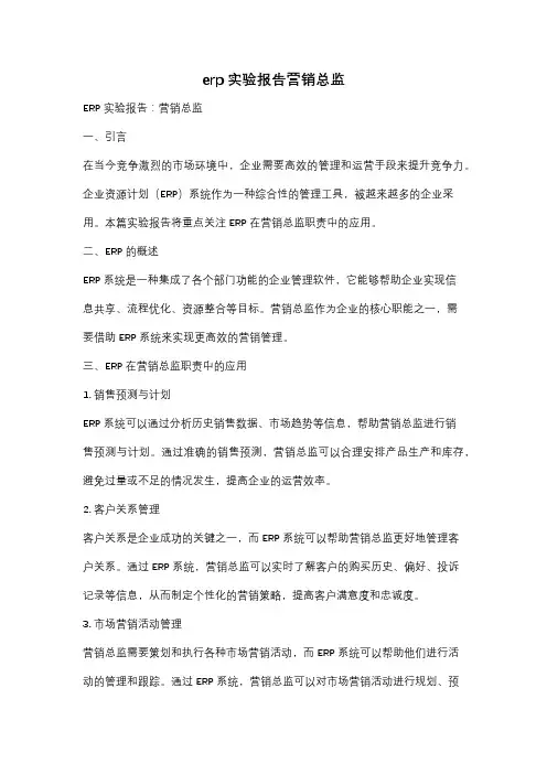 erp实验报告营销总监