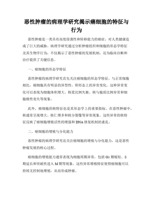 恶性肿瘤的病理学研究揭示癌细胞的特征与行为