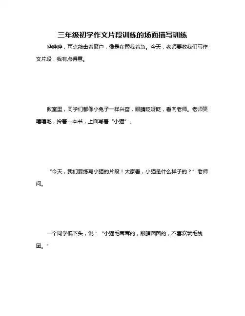 三年级初学作文片段训练的场面描写训练