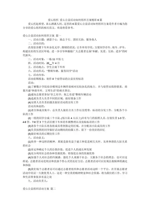 爱心组织 爱心公益活动如何组织方案精彩6篇