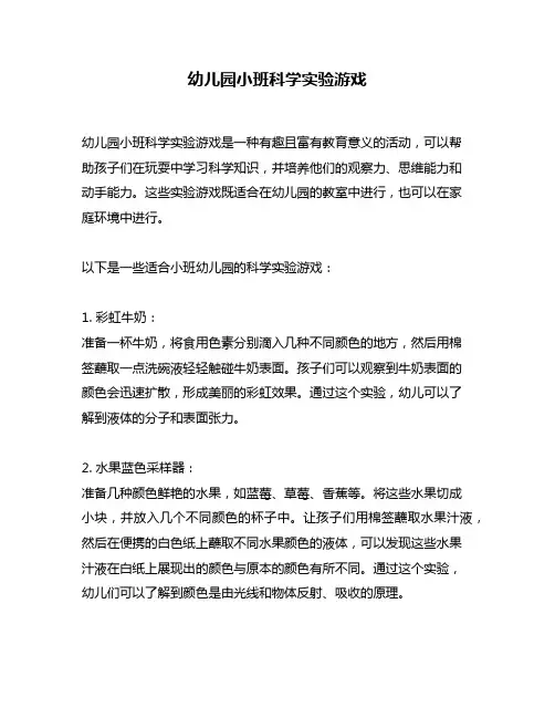 幼儿园小班科学实验游戏