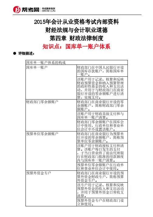 第四章 财政法律制度-国库单一账户体系