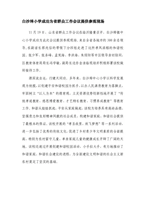 [最新]白沙埠小学胜利为省群众任务会议供给不雅赏现场