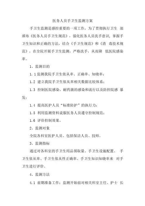 医务人员手卫生监测方案