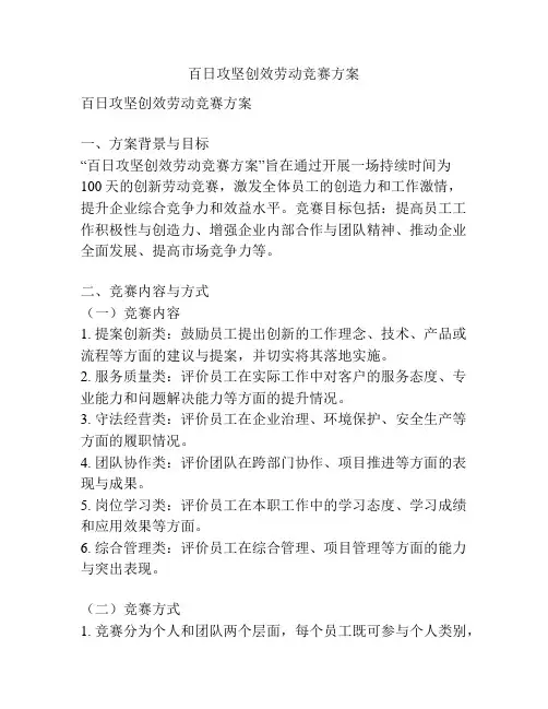 百日攻坚创效劳动竞赛方案