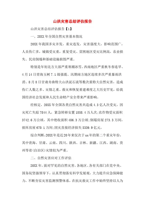 2020年山洪灾害总结评估报告