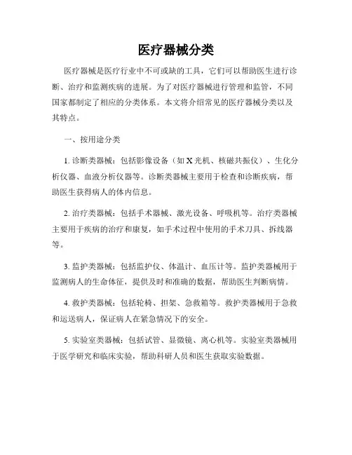 医疗器械分类