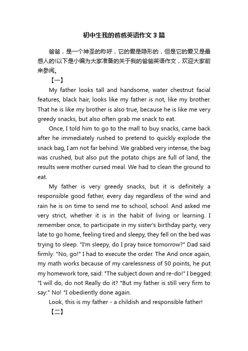 初中生我的爸爸英语作文3篇