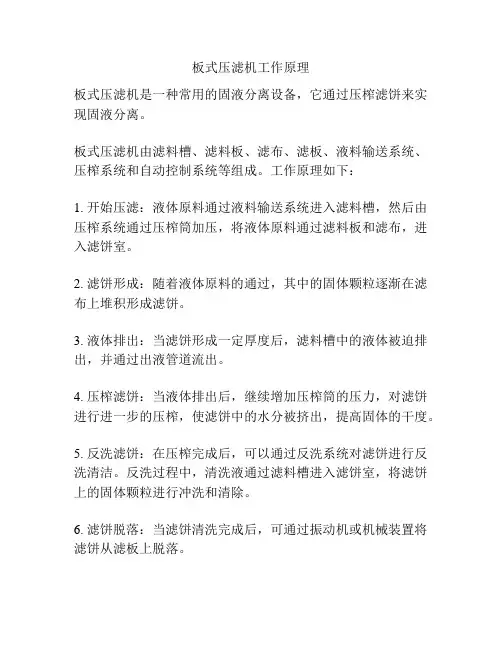 板式压滤机工作原理