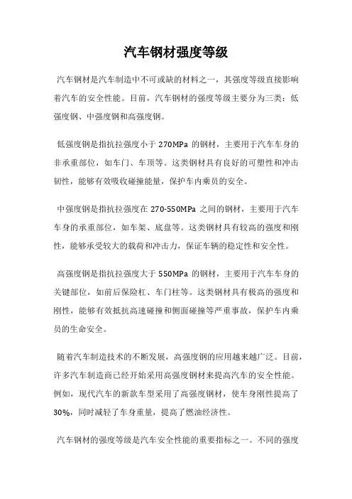 汽车钢材强度等级