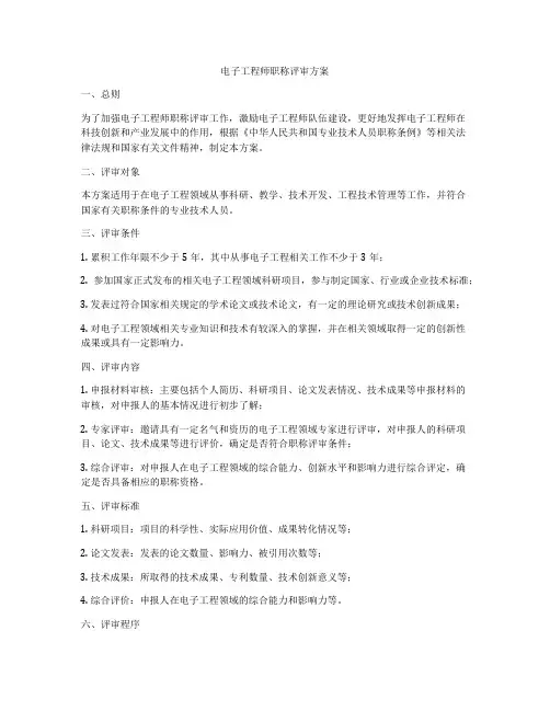 电子工程师职称评审方案