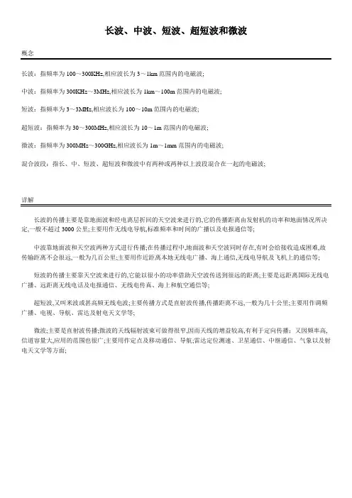 长波中波短波超短波和微波