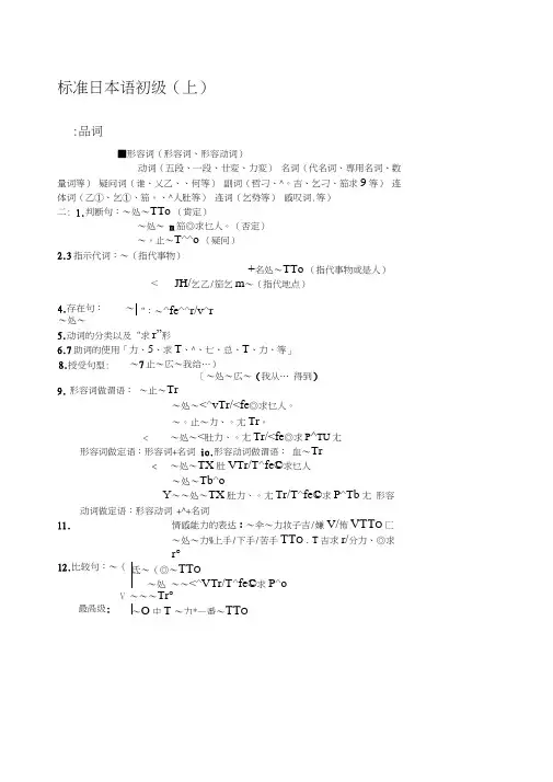 标准日本语初级上册总结