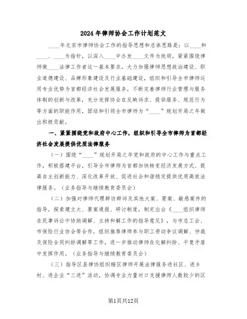 2024年律师协会工作计划范文(3篇)