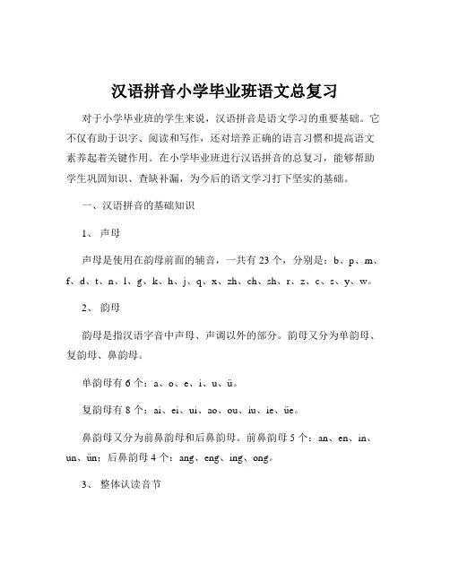 汉语拼音小学毕业班语文总复习