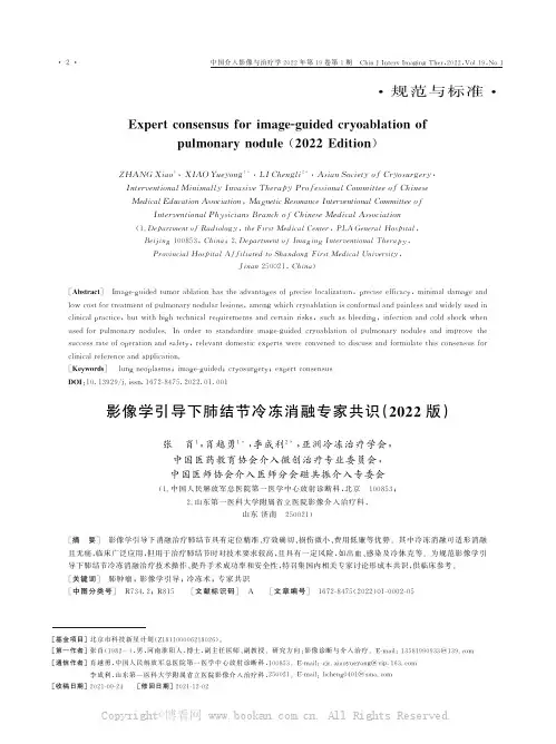 影像学引导下肺结节冷冻消融专家共识(2022版)