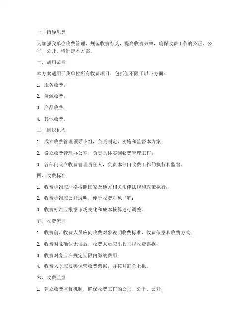 收费管理制度实施方案模板