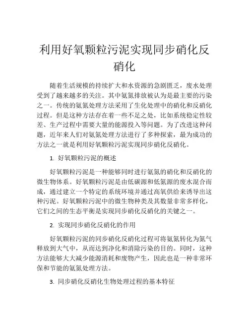 利用好氧颗粒污泥实现同步硝化反硝化