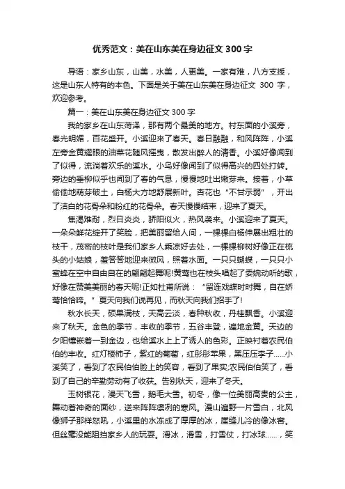 优秀范文：美在山东美在身边征文300字