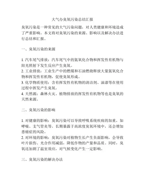 大气办臭氧污染总结汇报