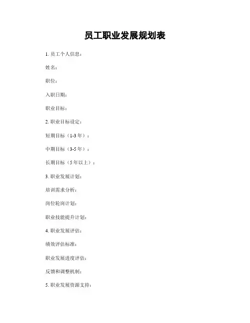 员工职业发展规划表