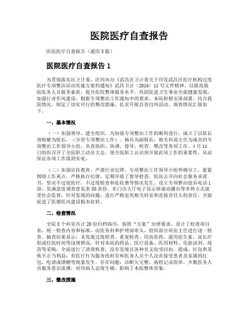 医院医疗自查报告