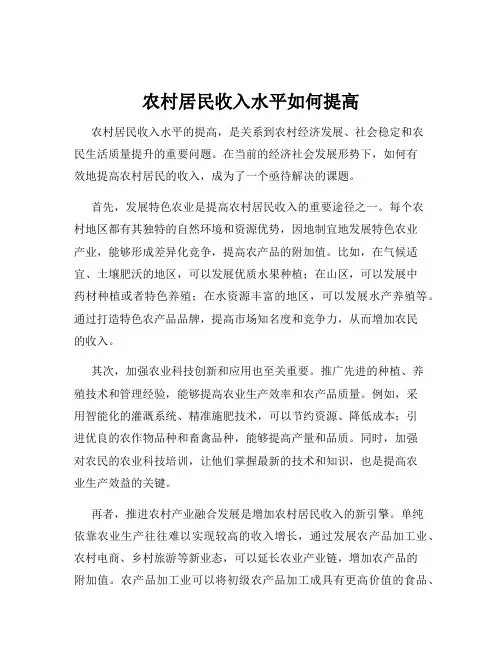 农村居民收入水平如何提高