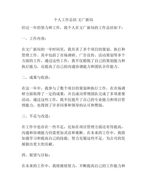 个人工作总结 文广新局