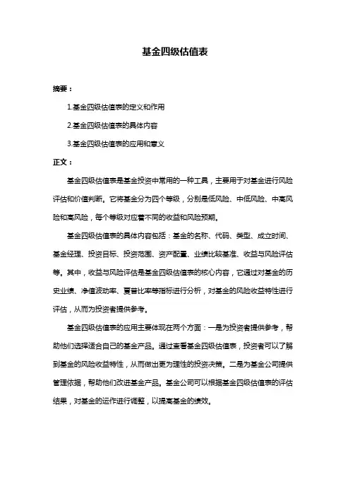 基金四级估值表
