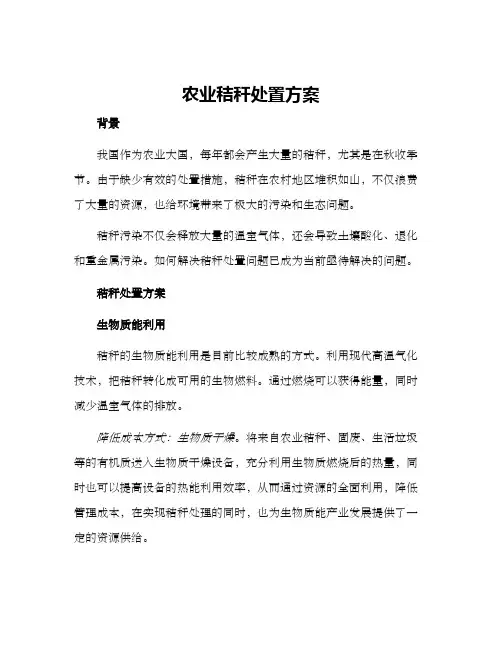 农业秸秆处置方案