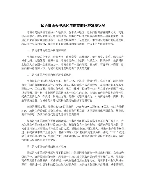 试论陕西关中地区渭南市的经济发展状况